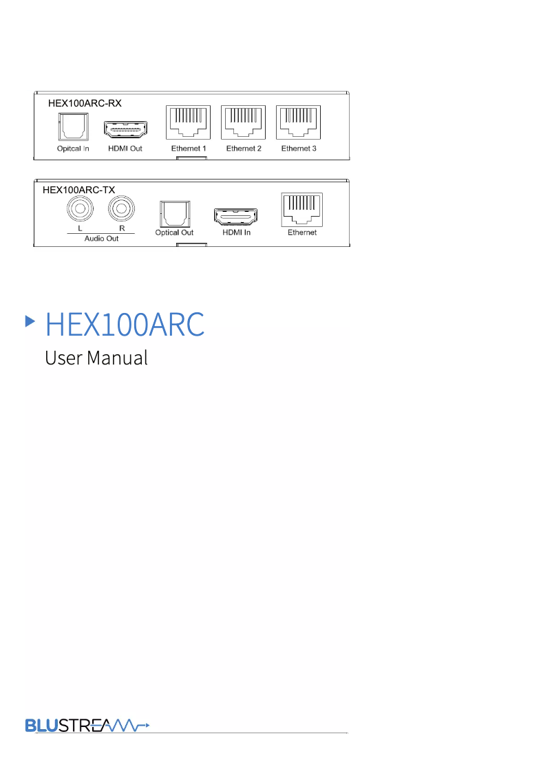 Page n°1 - Manuel utilisateur Blustream HEX100ARC-TX