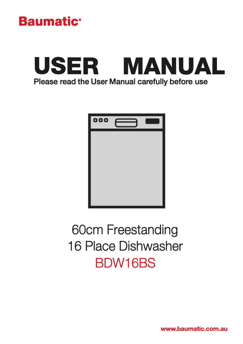 Image de la première page du manuel de l'appareil BDW16BS