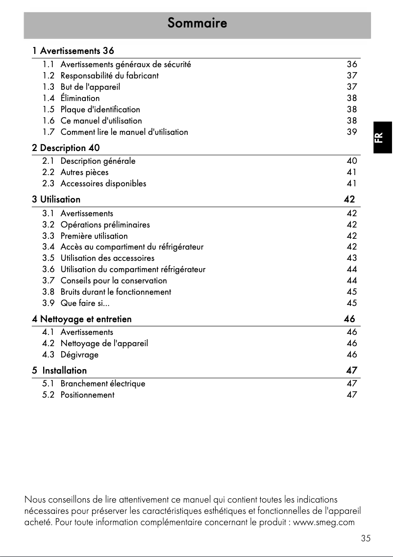 Page n°1 - Mode d'emploi Smeg 500BL