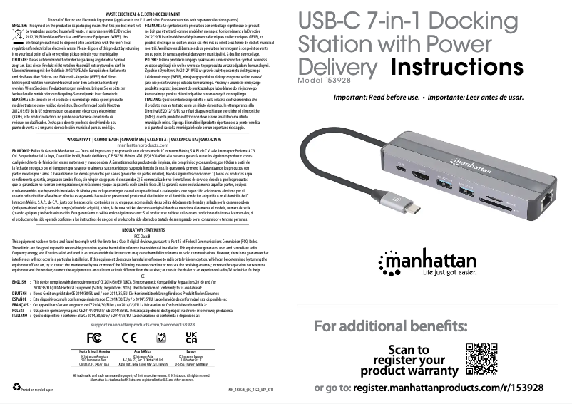 Page 1 de la notice Manuel utilisateur Manhattan 153928