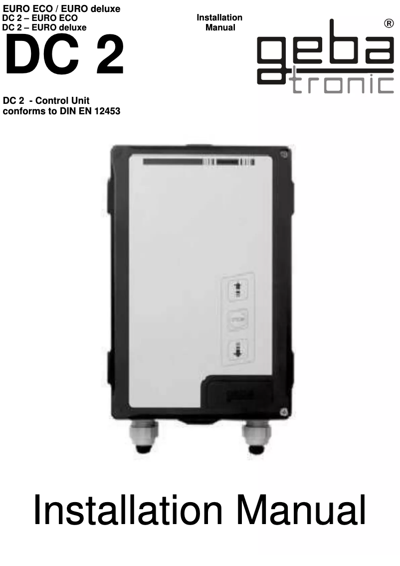 Page n°1 - Manuel utilisateur Geba Tronic DC 2 EN deLuxe