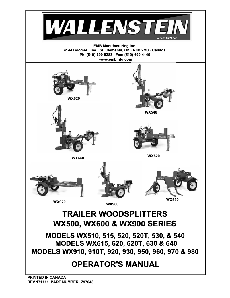 Page 1 de la notice Manuel utilisateur Wallenstein WX920