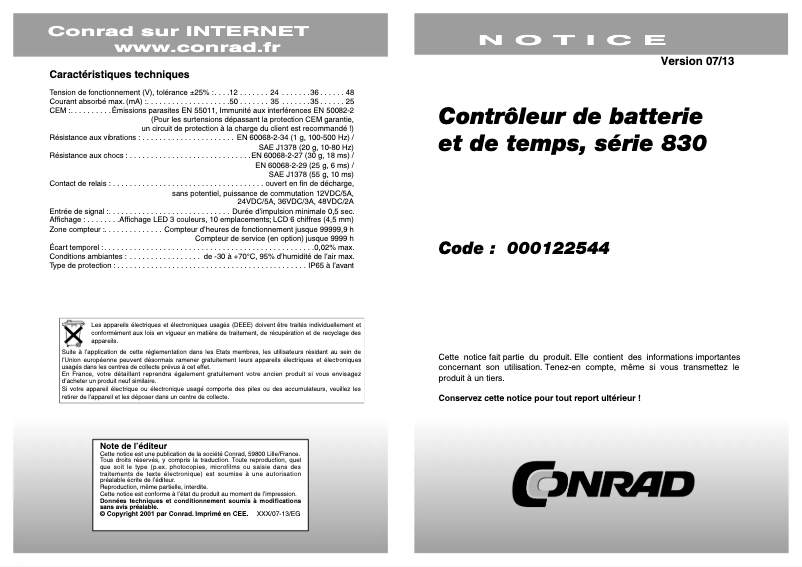 Page n°1 - Manuel utilisateur Bauser 830