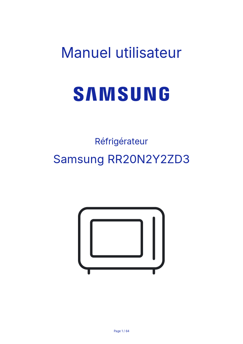 Image de la première page du manuel de l'appareil RR20N2Y2ZD3