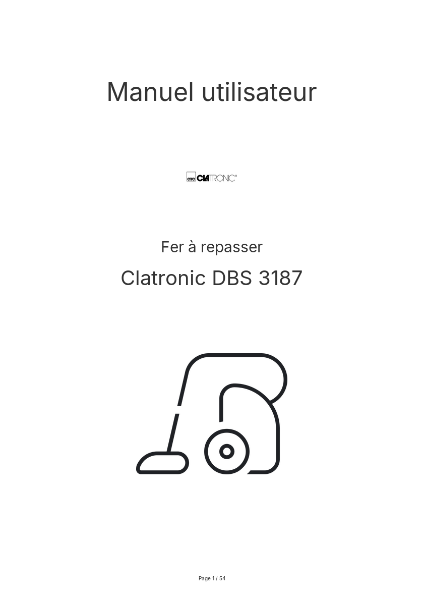 Page n°1 - Manuel utilisateur Clatronic DBS 3187