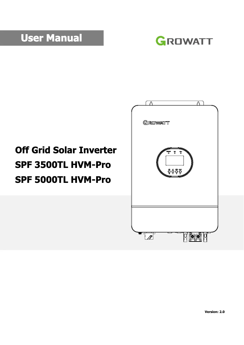 Image de la première page du manuel de l'appareil SPF 2000-5000TL HVM