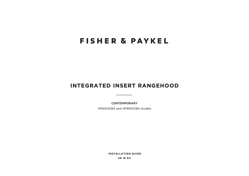 Page n°1 - Guide d'installation Fisher & Paykel HP60IHCB4