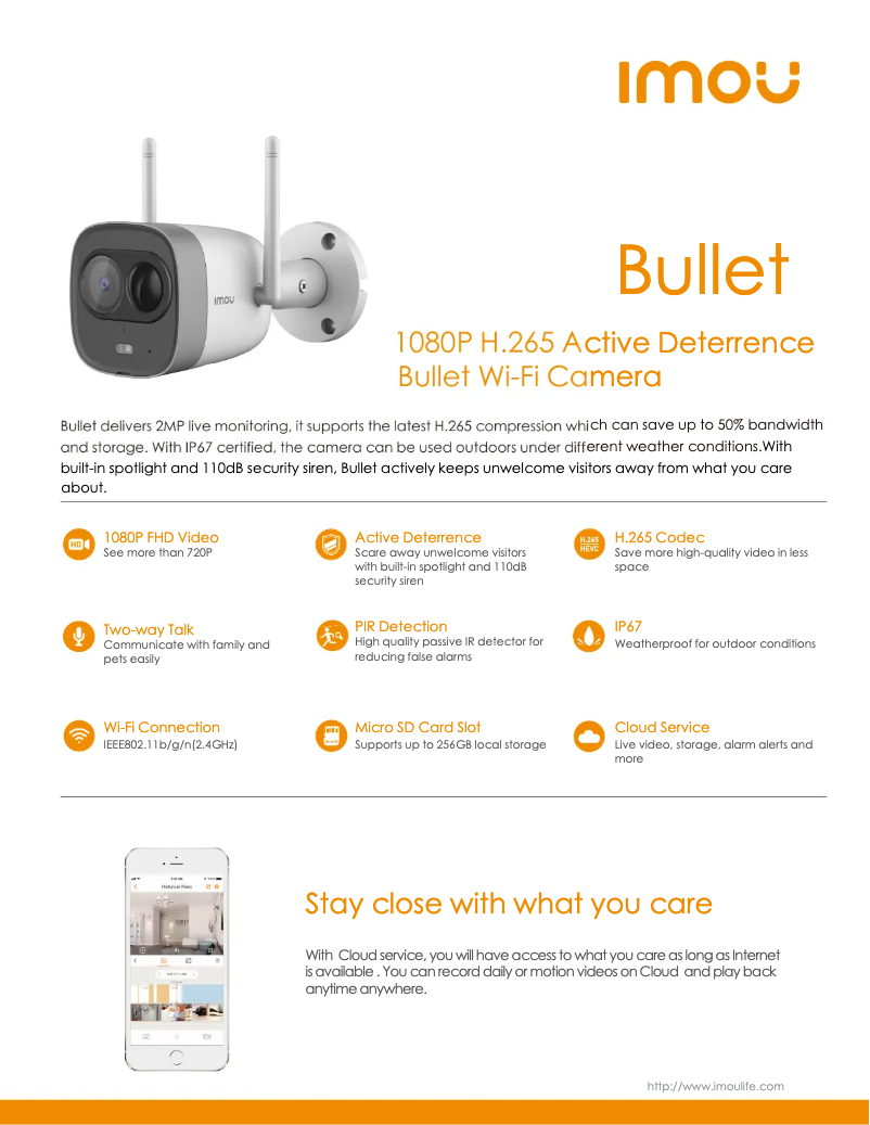 Página 1 del manual Ficha técnica Imou New Bullet