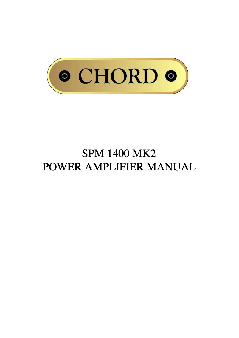 Página 1 del manual Manual de usuario Chord SPM 1400 Mk2