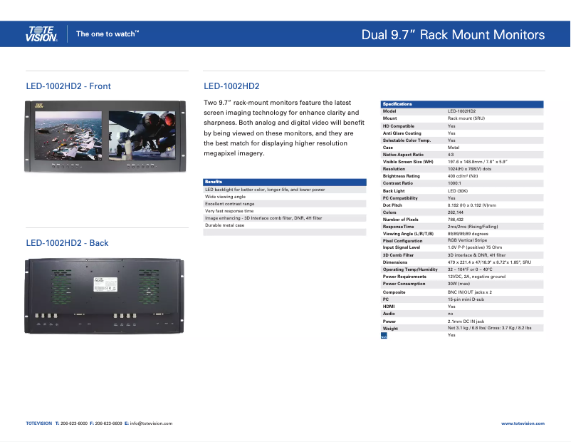 Página 1 del manual Manual de usuario Tote Vision LED-1002HD2