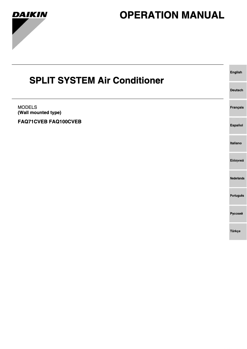 Page 1 de la notice Manuel utilisateur Daikin FAQ100CVEB9