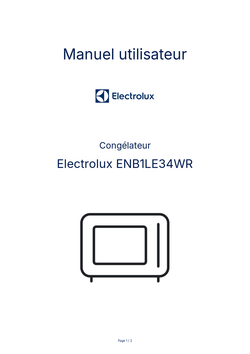 Image de la première page du manuel de l'appareil ENB1LE34WR
