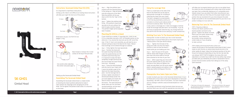 Page 1 de la notice Manuel utilisateur Sevenoak SK-GH01