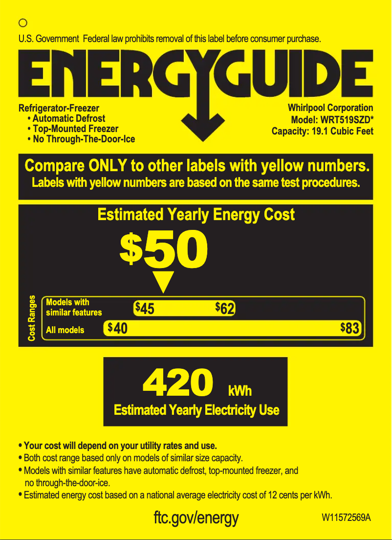 Page n°1 - Label énergétique Whirlpool WRT519SZDB