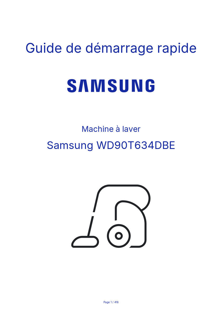 Page n°1 - Guide de démarrage rapide Samsung WD90T634DBE