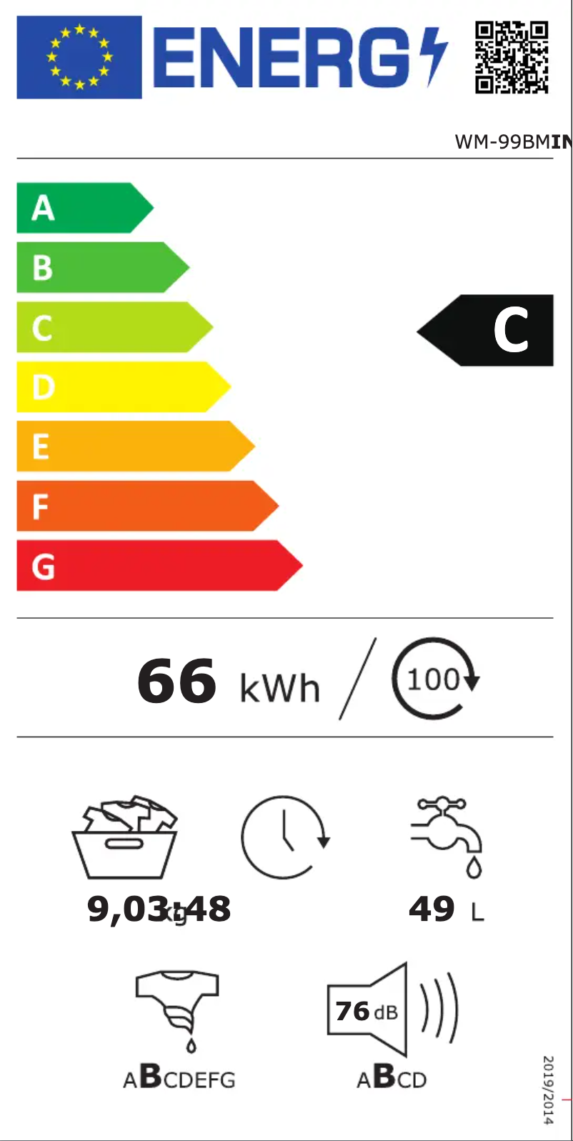 Page n°1 - Label énergétique Infiniton WM-99BM