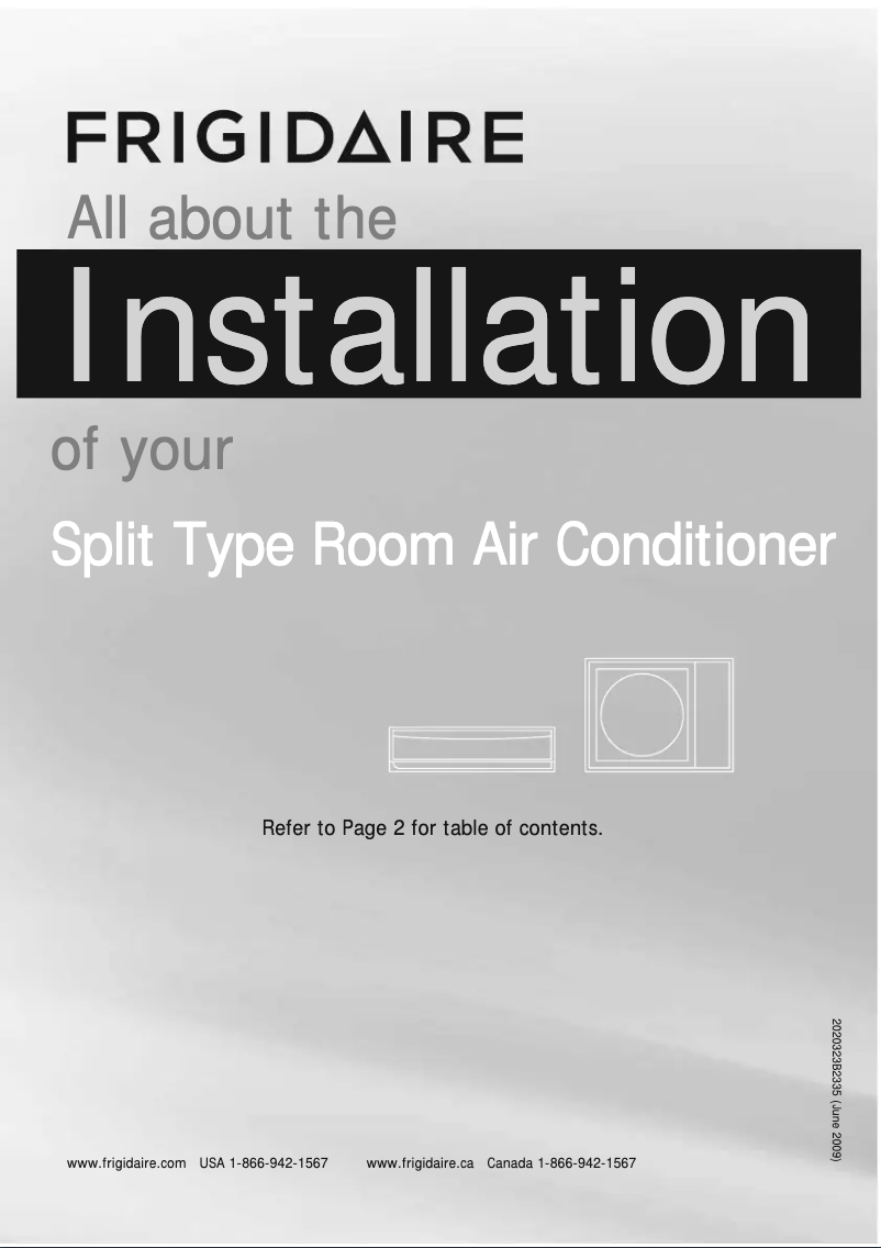 Page n°1 - Guide d'installation Frigidaire FFHP223WS2