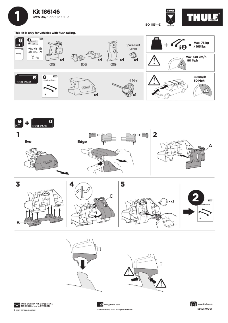 Page 1 de la notice Manuel utilisateur Thule Kit 186146