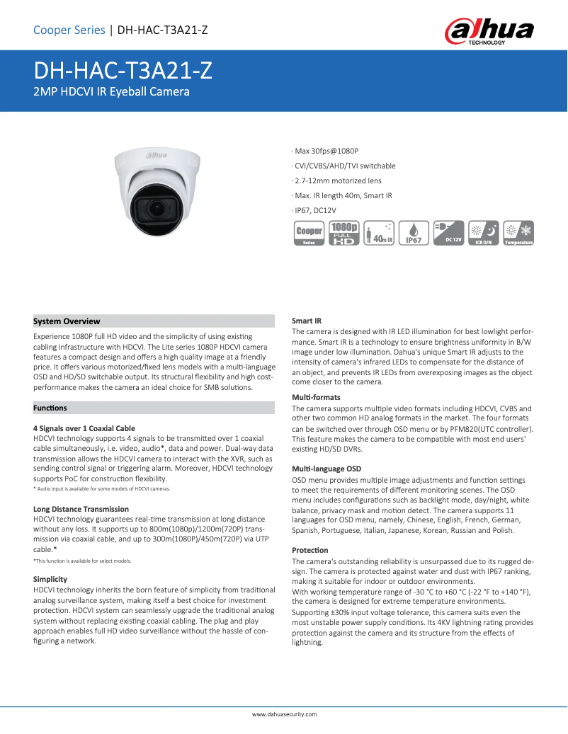 Image de la première page du manuel de l'appareil HAC-T3A21-Z