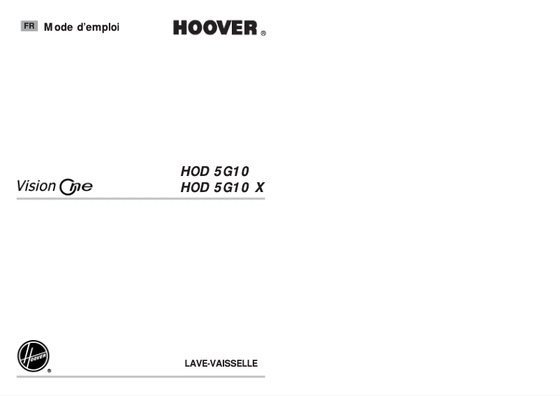 Page n°1 - Manuel utilisateur Hoover HOD 5G10-47