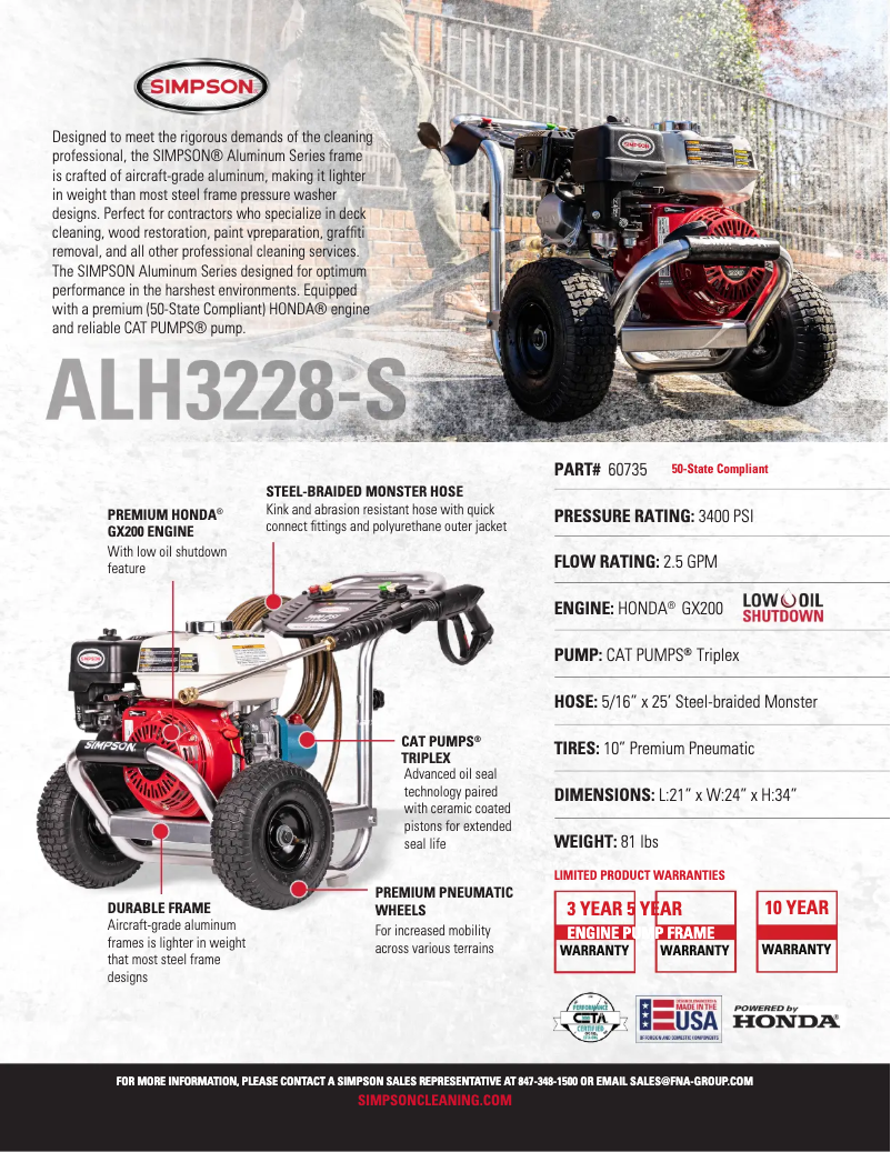 Page 1 de la notice Fiche technique Simpson ALH3228-S