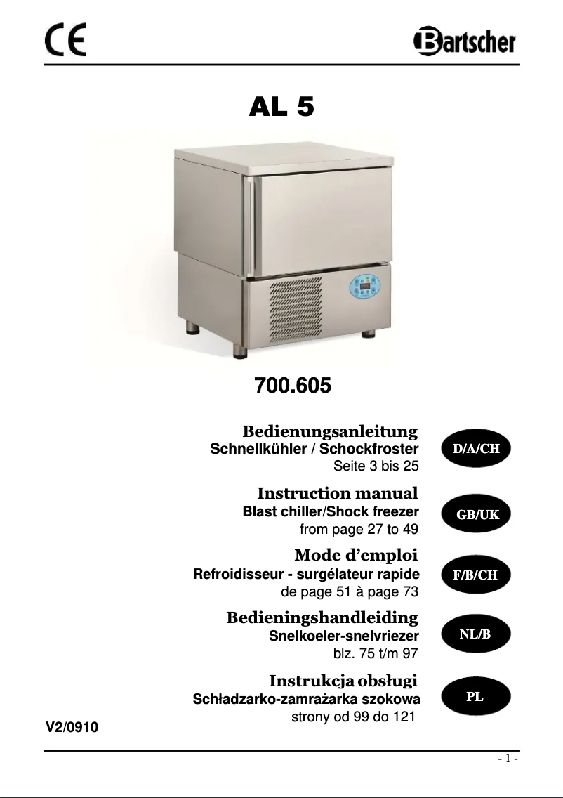 Page n°1 - Manuel utilisateur Bartscher 700605