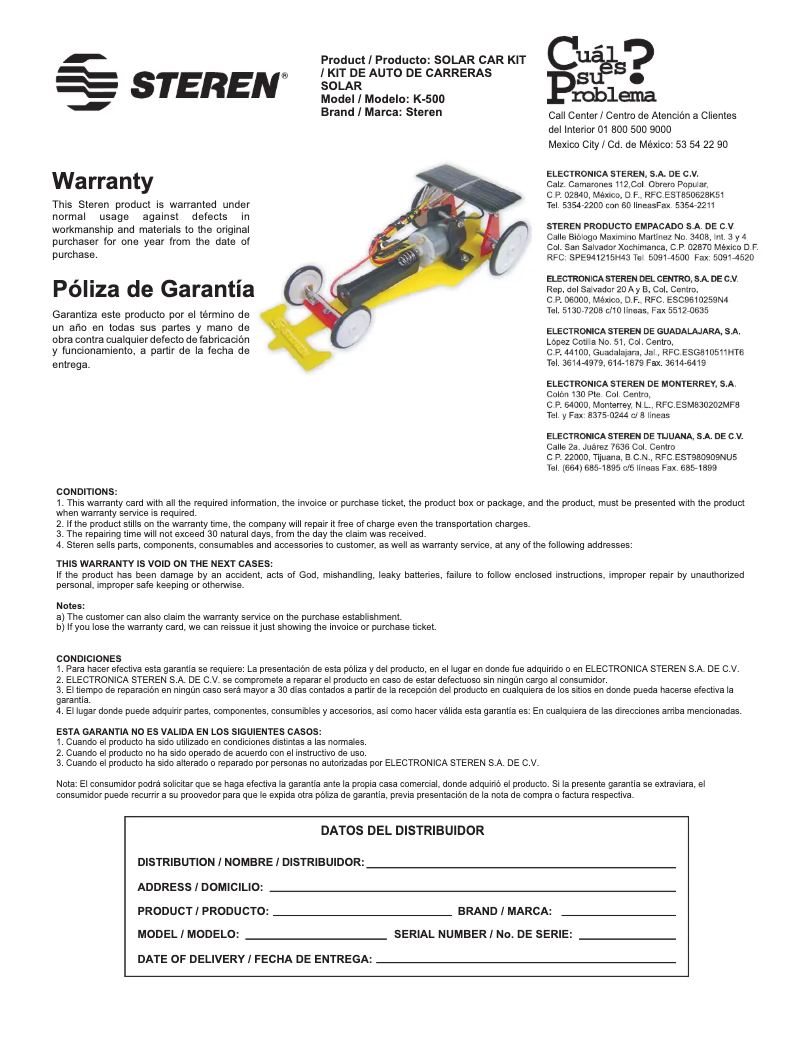 Page 1 de la notice Manuel utilisateur Steren K-500