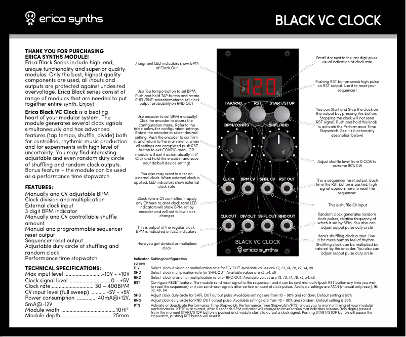 Image de la première page du manuel de l'appareil Black VC Clock