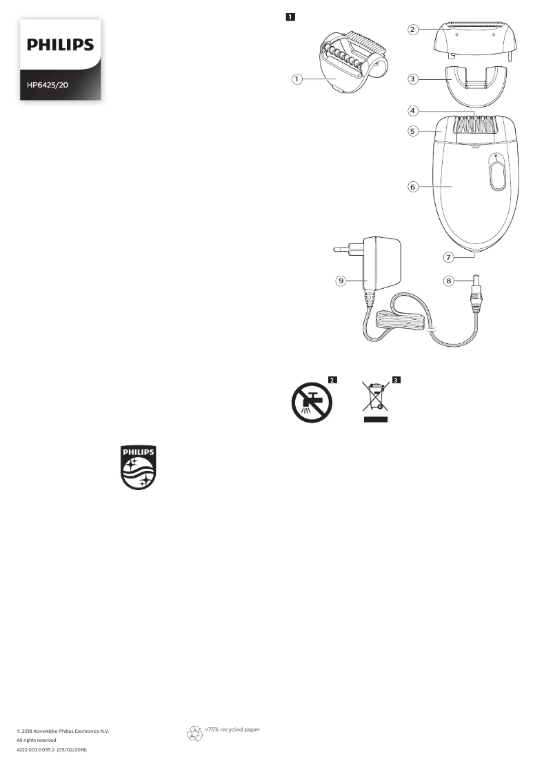 Page 1 de la notice Manuel utilisateur Philips Satinelle Essential HP6425