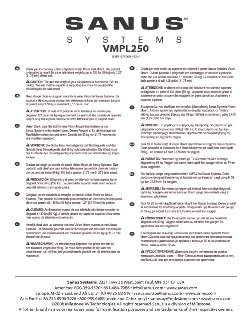 Page 1 de la notice Manuel utilisateur Sanus VMPL250