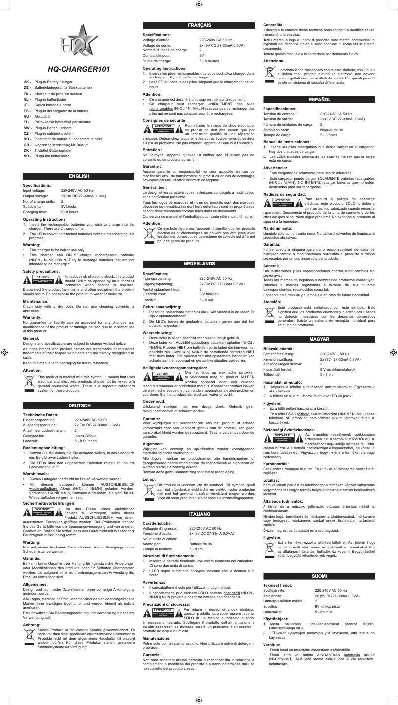 Image de la première page du manuel de l'appareil CHARGER101