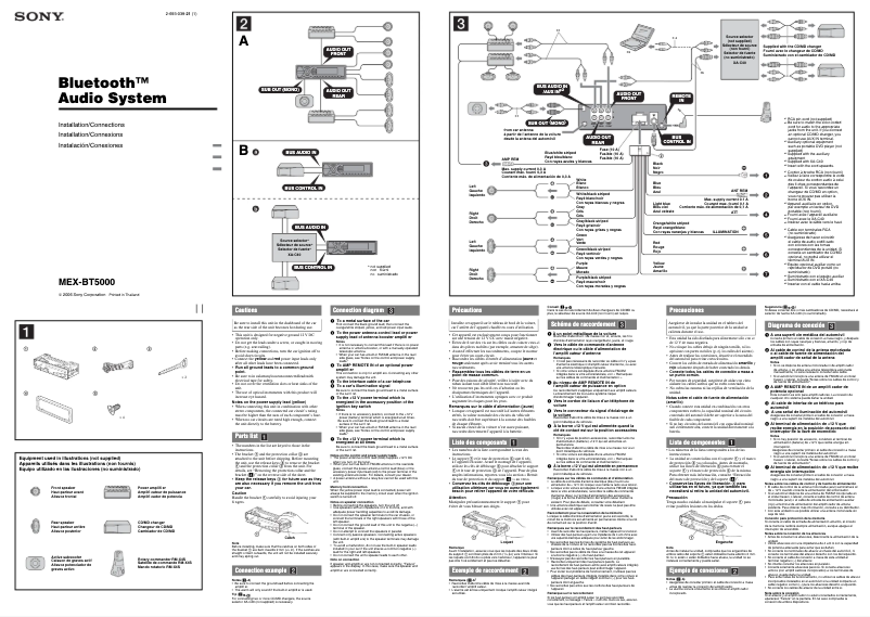 Page 1 de la notice Guide d'installation Sony MEX-BT5000