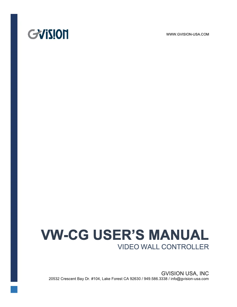 Page n°1 - Manuel utilisateur GVision VW-CG-4HU4AE0