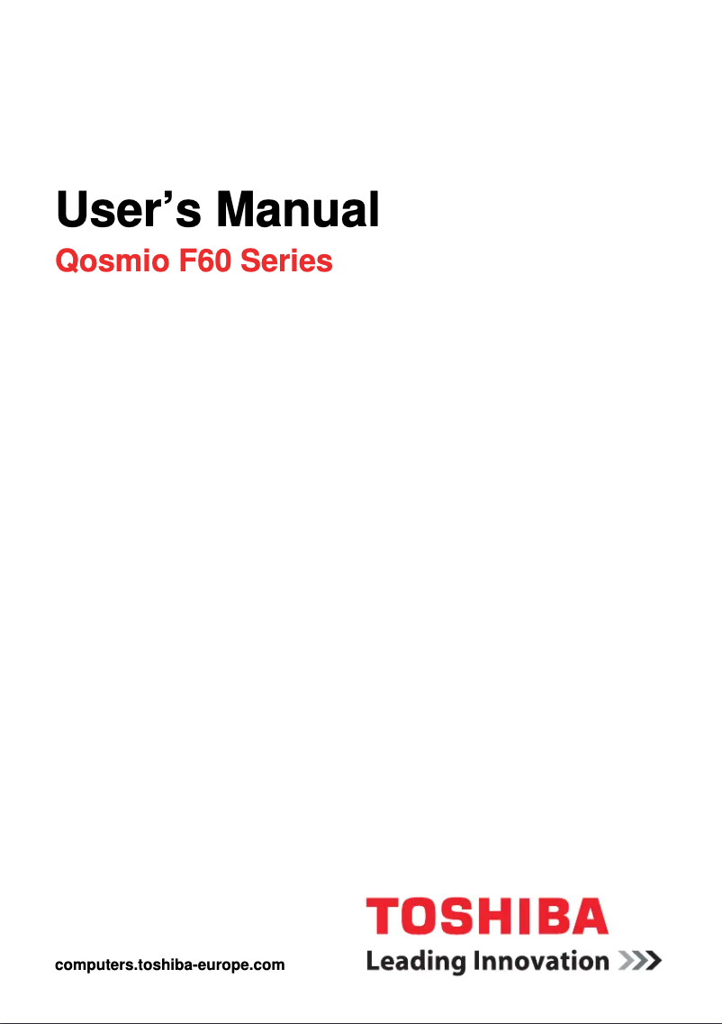 Page 1 de la notice Manuel utilisateur Toshiba Qosmio F60