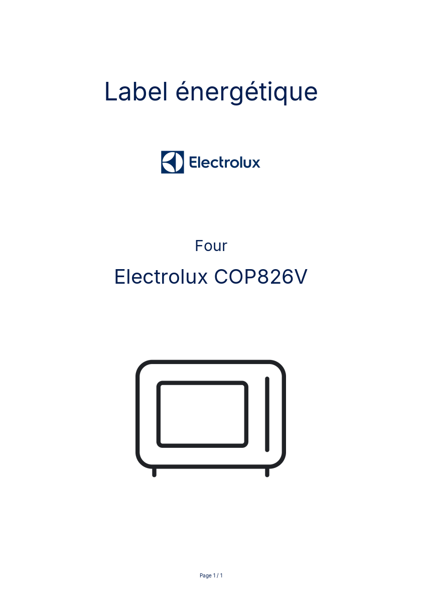 Page n°1 - Label énergétique Electrolux COP826V