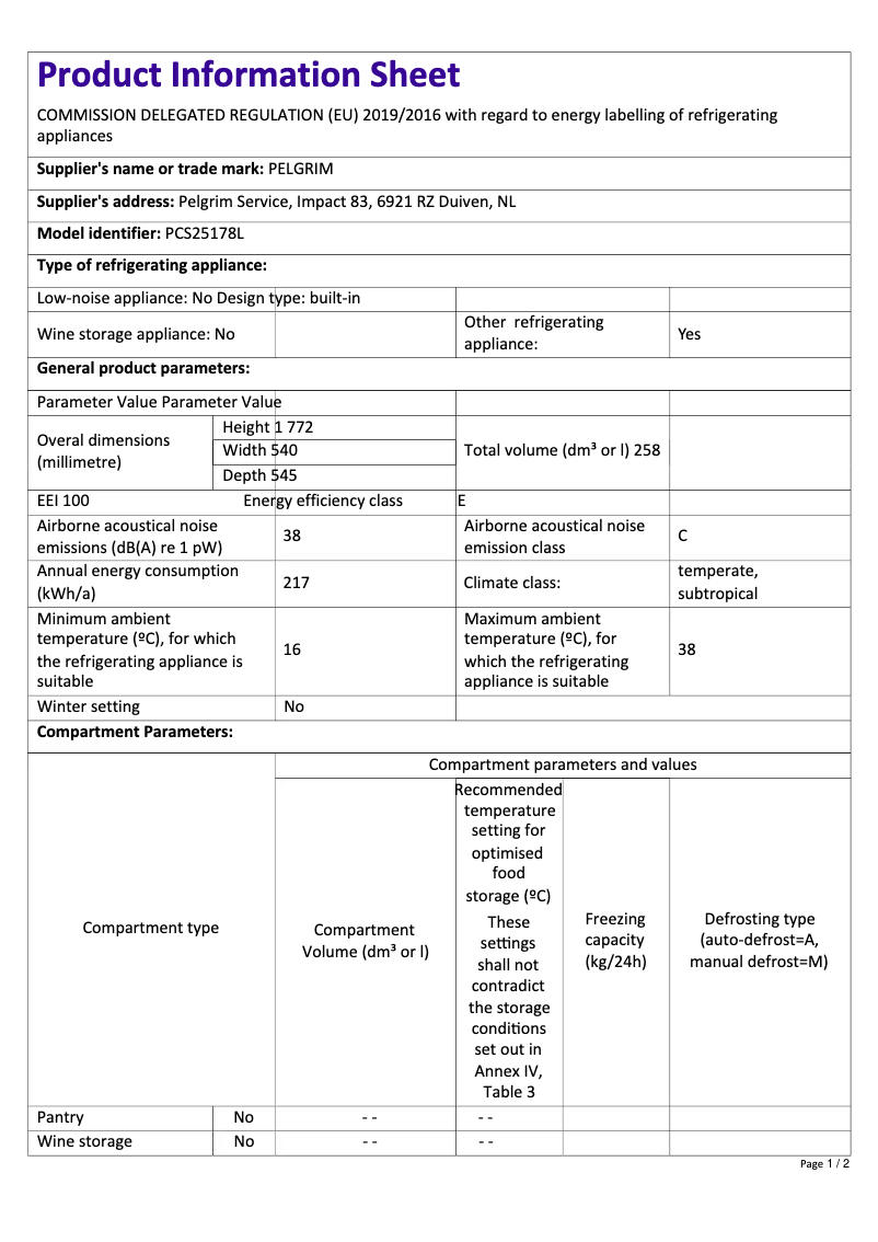 Image de la première page du manuel de l'appareil PCS25178L