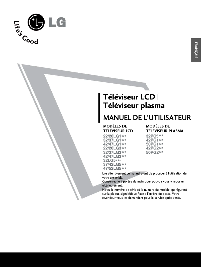 Page 1 de la notice Manuel utilisateur LG 32LG33R