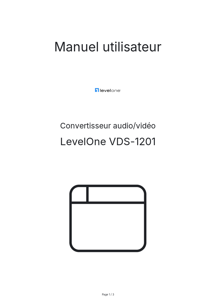 Page n°1 - Manuel utilisateur LevelOne VDS-1201