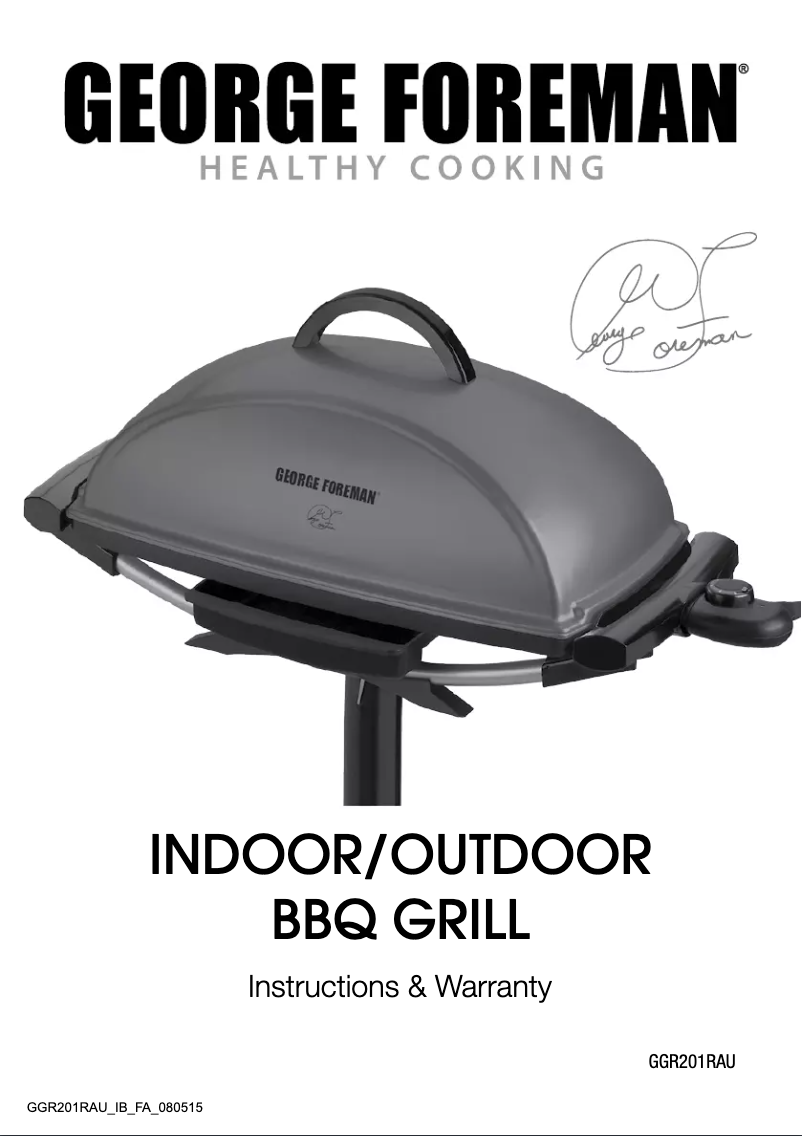 Page 1 de la notice Manuel utilisateur George Foreman GGR201RAU