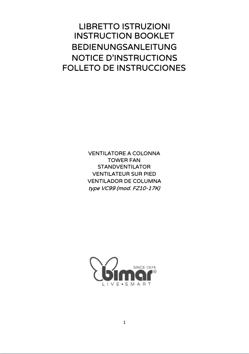 Page 1 de la notice Manuel utilisateur Bimar VC99