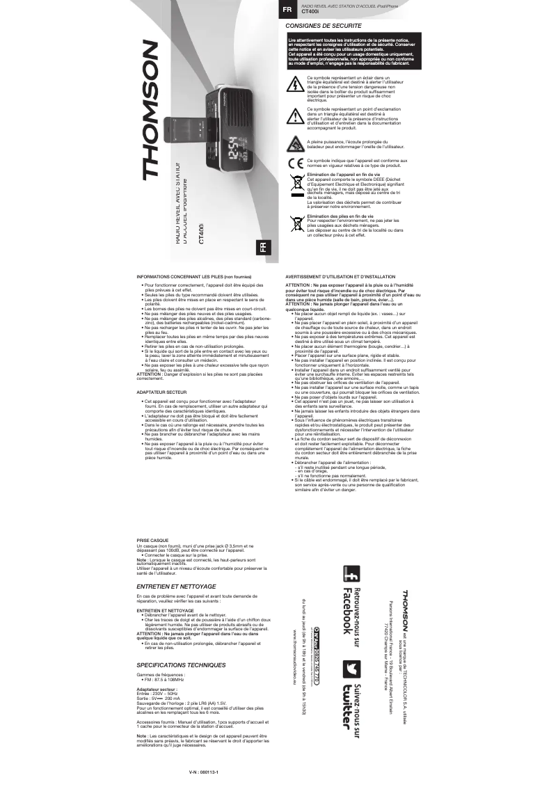 Image de la première page du manuel de l'appareil CT400I