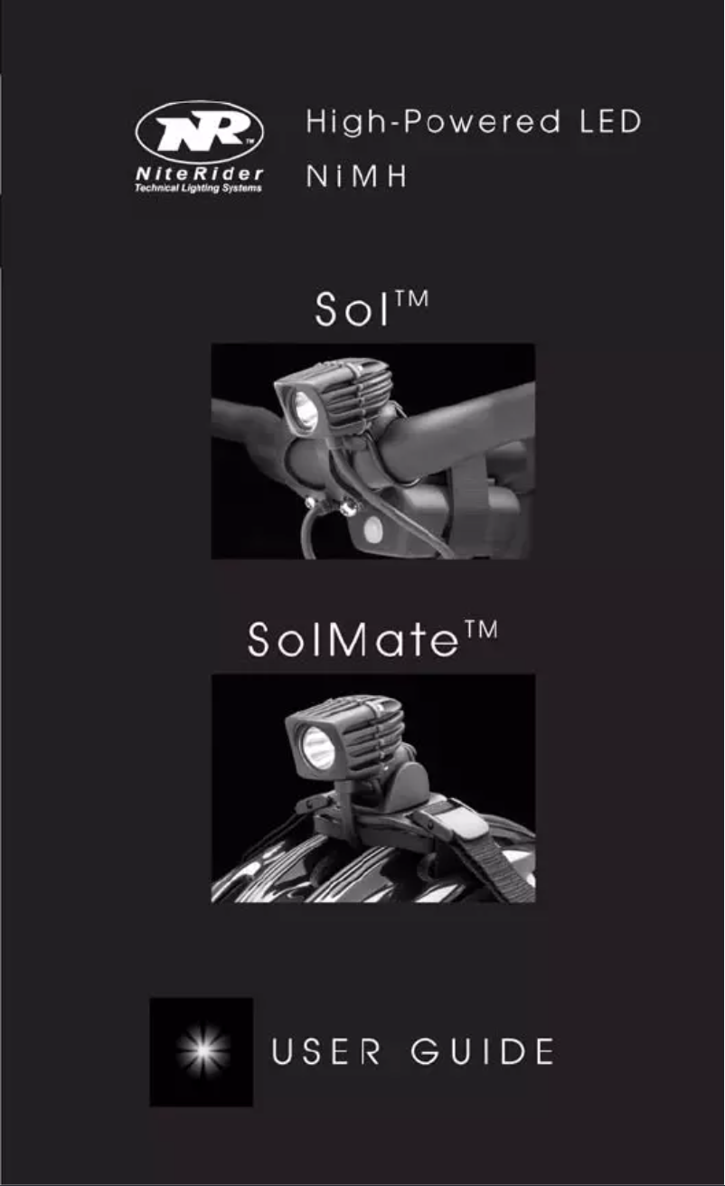 Page 1 de la notice Manuel utilisateur NiteRider SolMate