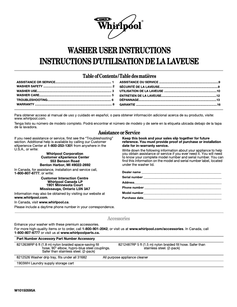 Image de la première page du manuel de l'appareil WTW5500ST