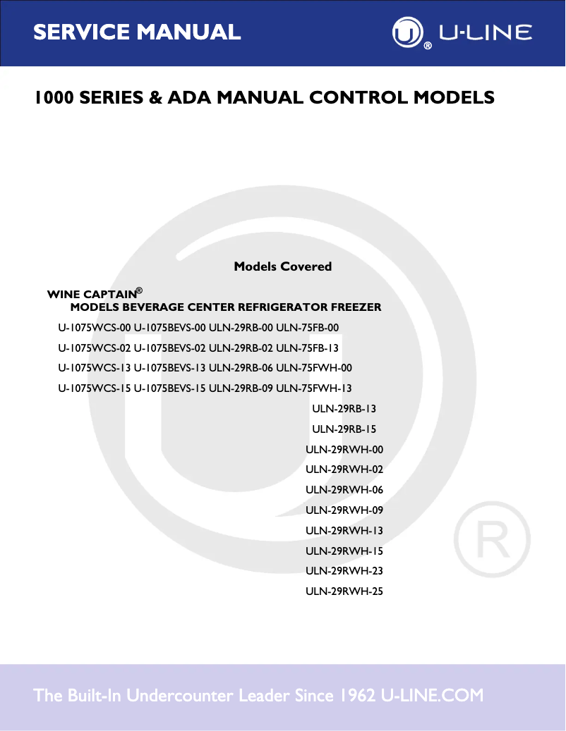 Page n°1 - Manuel utilisateur U-Line ULN-29RWH-15
