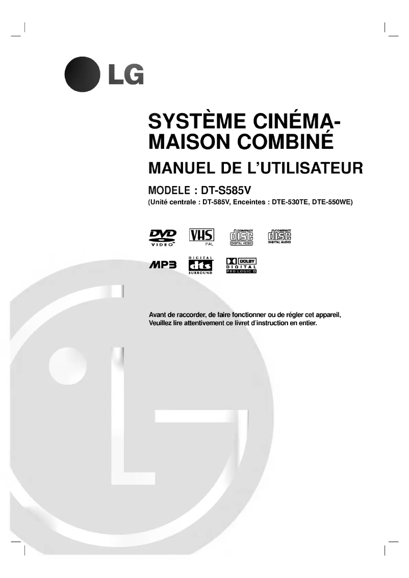Page 1 de la notice Manuel utilisateur LG DT-585V