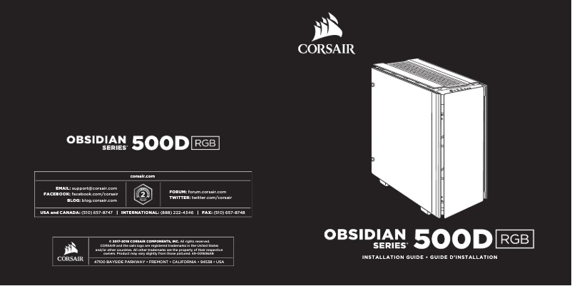 Page n°1 - Manuel utilisateur Corsair Obsidian 500D RGB SE