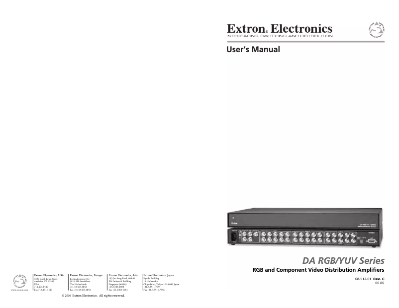 Page n°1 - Manuel utilisateur Extron DA6 RGBHV