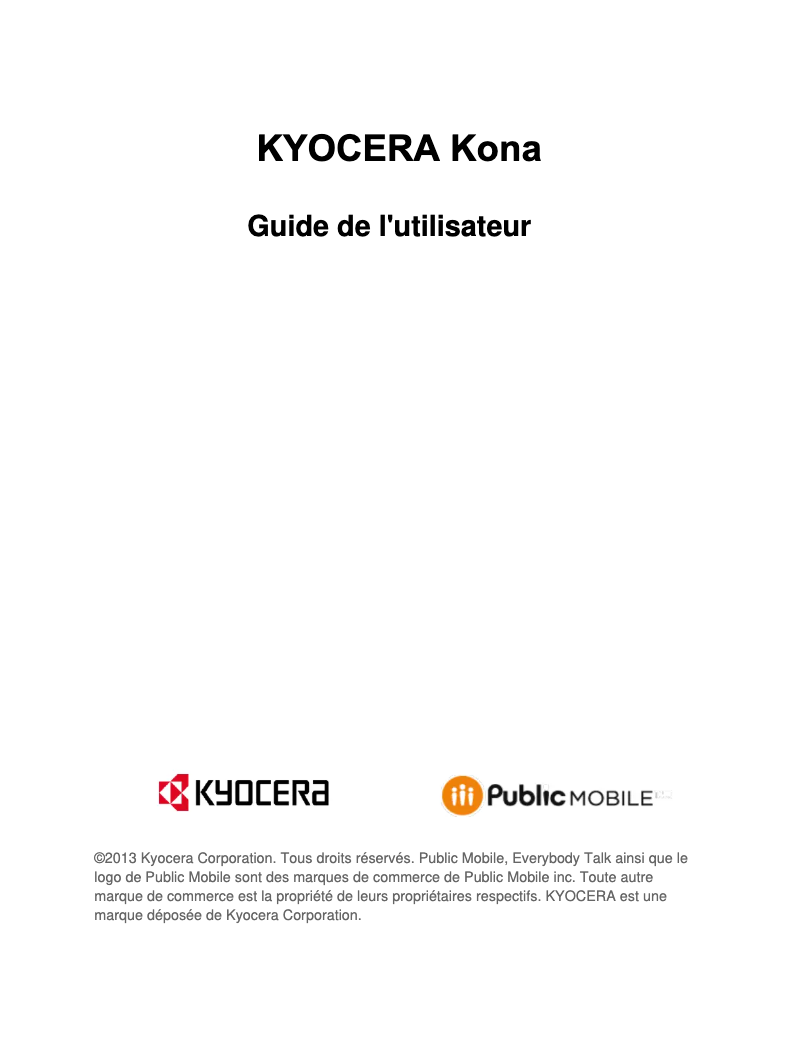 Page 1 de la notice Manuel utilisateur Kyocera Kona