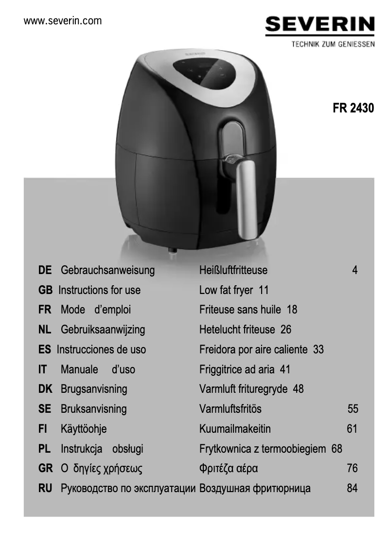Image de la première page du manuel de l'appareil FR 2430