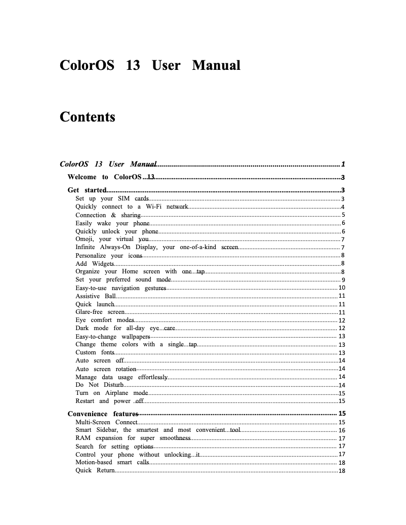 Image de la première page du manuel de l'appareil Reno 8T
